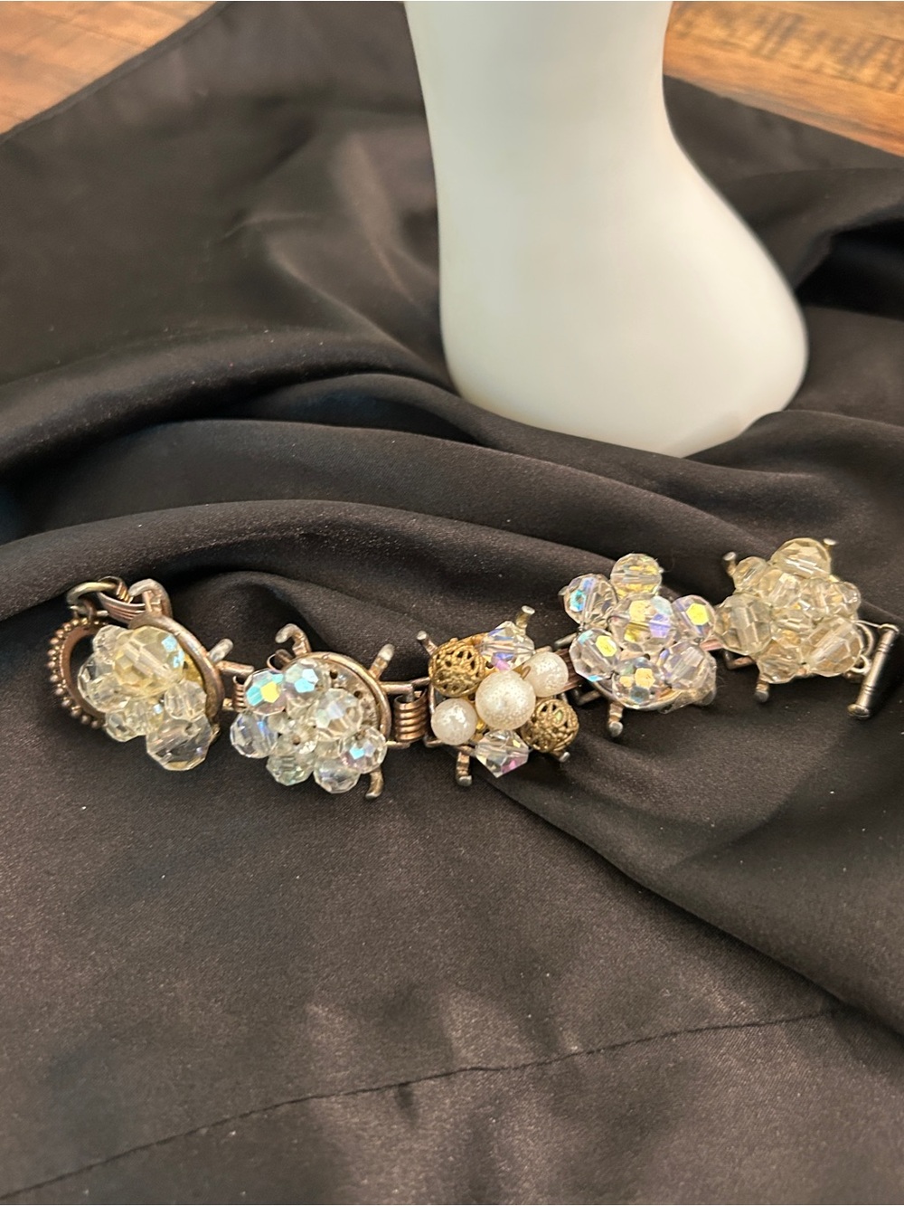 Vintage Crystal Cluster Link Bracelet